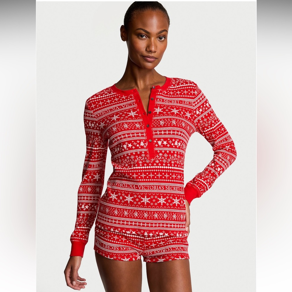 🆕💕VICTORIA’S SECRET THERMAL SHORT PAJAMA SET/ LIPSTICK FAIR ISLE